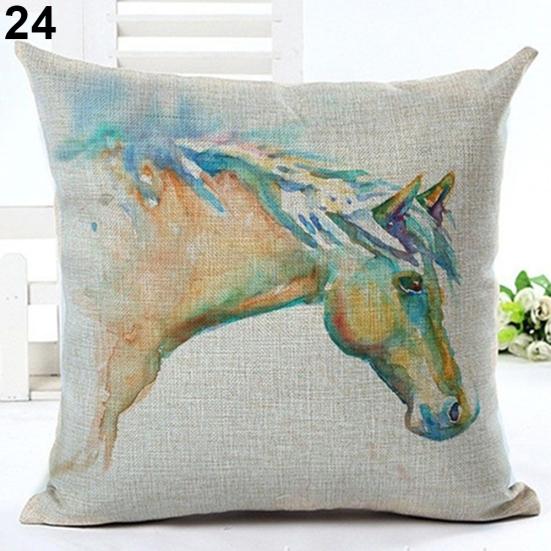 YINGD Federa per cuscino decorativo con due cavalli, motivo