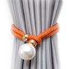 2 Stück Vorhang Raffhalter Knoten Falsche Perle Vorhang Raffhalter für Wohnzimmer Silber Weiß