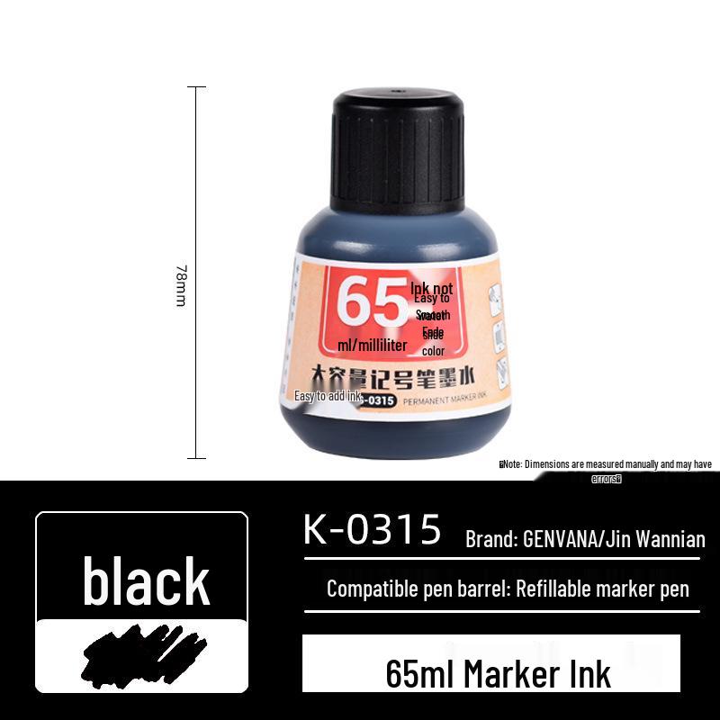 Jin Wan Nian Large-Capacity Direct-Fill Black Oil-Based Marker with Press-Activated Thick Tip