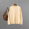 Qooth Basic Casual Sweater Women Oversize Solid Color Round Neck Knit Top QT2790