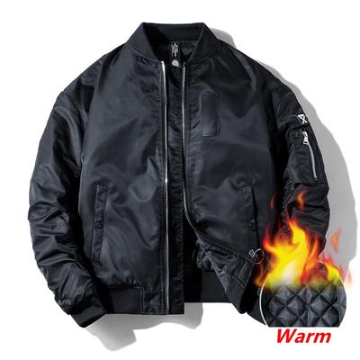 Jaqueta Bomber Clássica Masculina Outono Inverno Manga Longa Masculina Grossa Casaco Piloto de Voo Beisebol Corta-vento