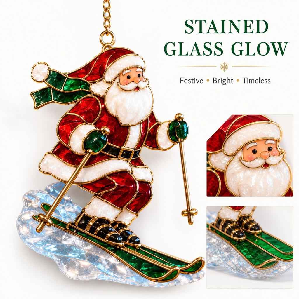 2D Christmas Ski Resort Decoration for Holiday Display and Winter Home Decor
