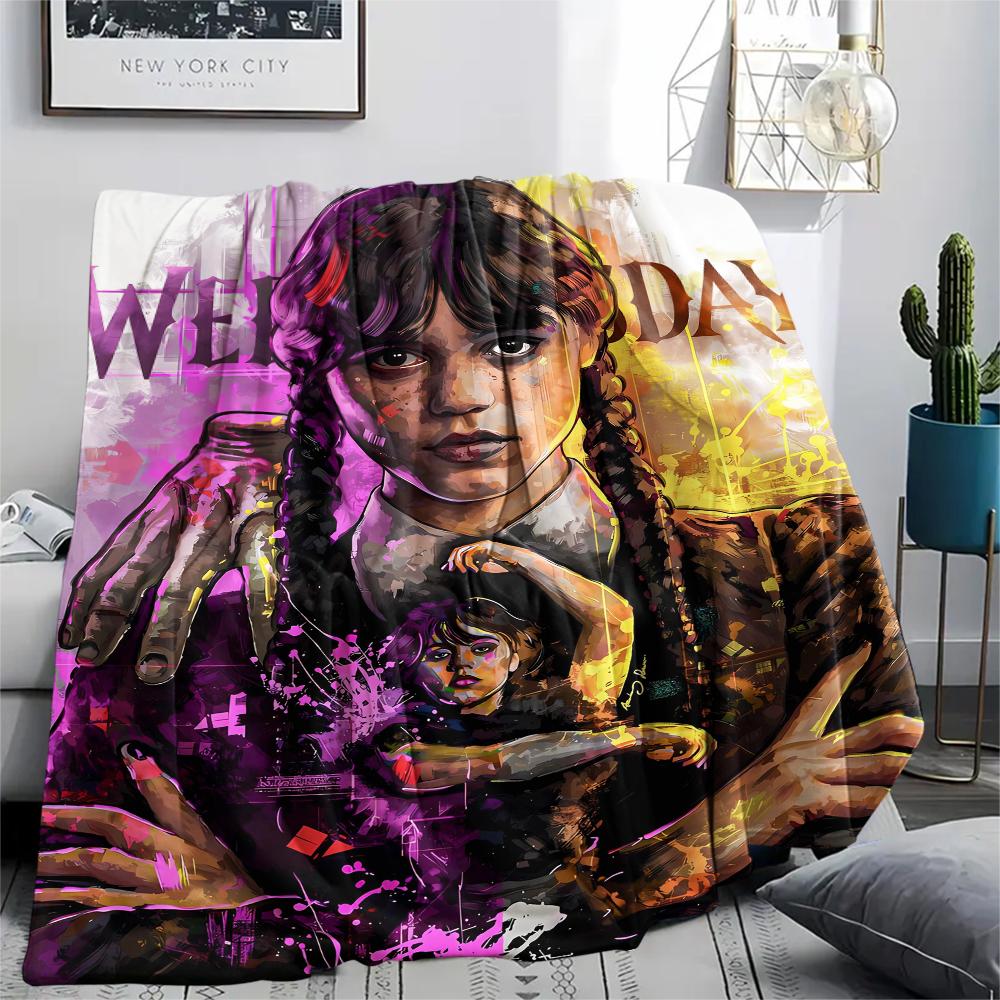 1 Stück Wednesday-Print Flanelldecke, Hohe Qualität, Bequem für alle Jahreszeiten, Heimdekoration, Wärme und Komfort, Perfekt für Weihnachtsgeschenke