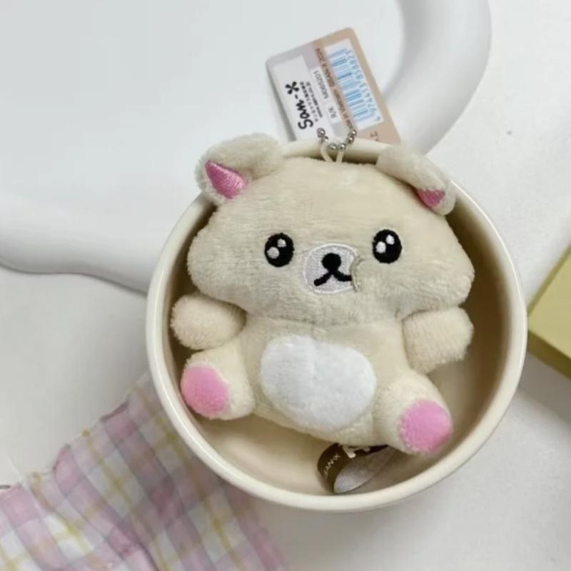 Kawaii Sanx Rilakkuma Beady Eyes Plush Doll Keychain Kiiroitori Foodie Korilakkuma Stuffed Backpack Pendant Cute Keyring Gifts