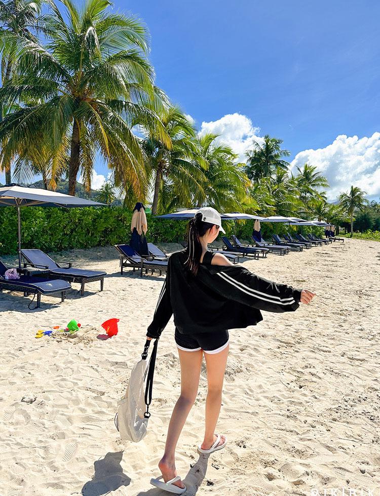 Korean Women's Sporty Long-Sleeve Bikini Set - Pure Desire Hot Spring Conservative Swimwear