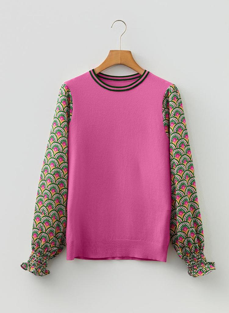 Autumn 2025 Women's Fashion Pullover: Multi-Color Ruffle Sleeve Round Neck Sweater