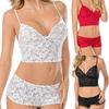 Women Lace Lingerie Set Sexy Sheer Babydoll Underwear Strappy Bra Panty Set Nightwear Intimate Apparel