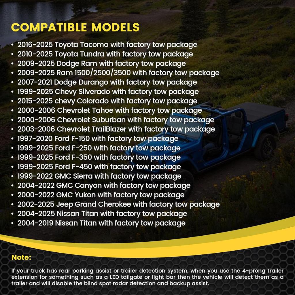 Oyviny Plug & Play USCAR 7 Pin To 4 Pin Trailer Wiring Harness Universal For LED Tailgate Light Bars, Pure Copper USCAR To 4 Flat Trailer Extension