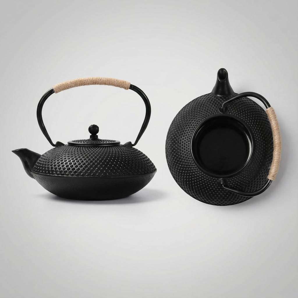 Qoexio Iron Teapot, Nambu Ironware, IH Compatible, Teapot with Tea Strainer, Iron Supplementation, Suitable for Direct Flame, Traditional Craft, Gift