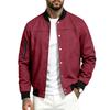 Men S Suede Flight Jacket Casual Loose Long Sleeve Workwear Baseball Coat
