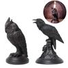 Gothic Crow Candle Holder Retro Black Owl Candlestick Sculpture Craft Halloween Statue Fun Atmosphere Home Decoration