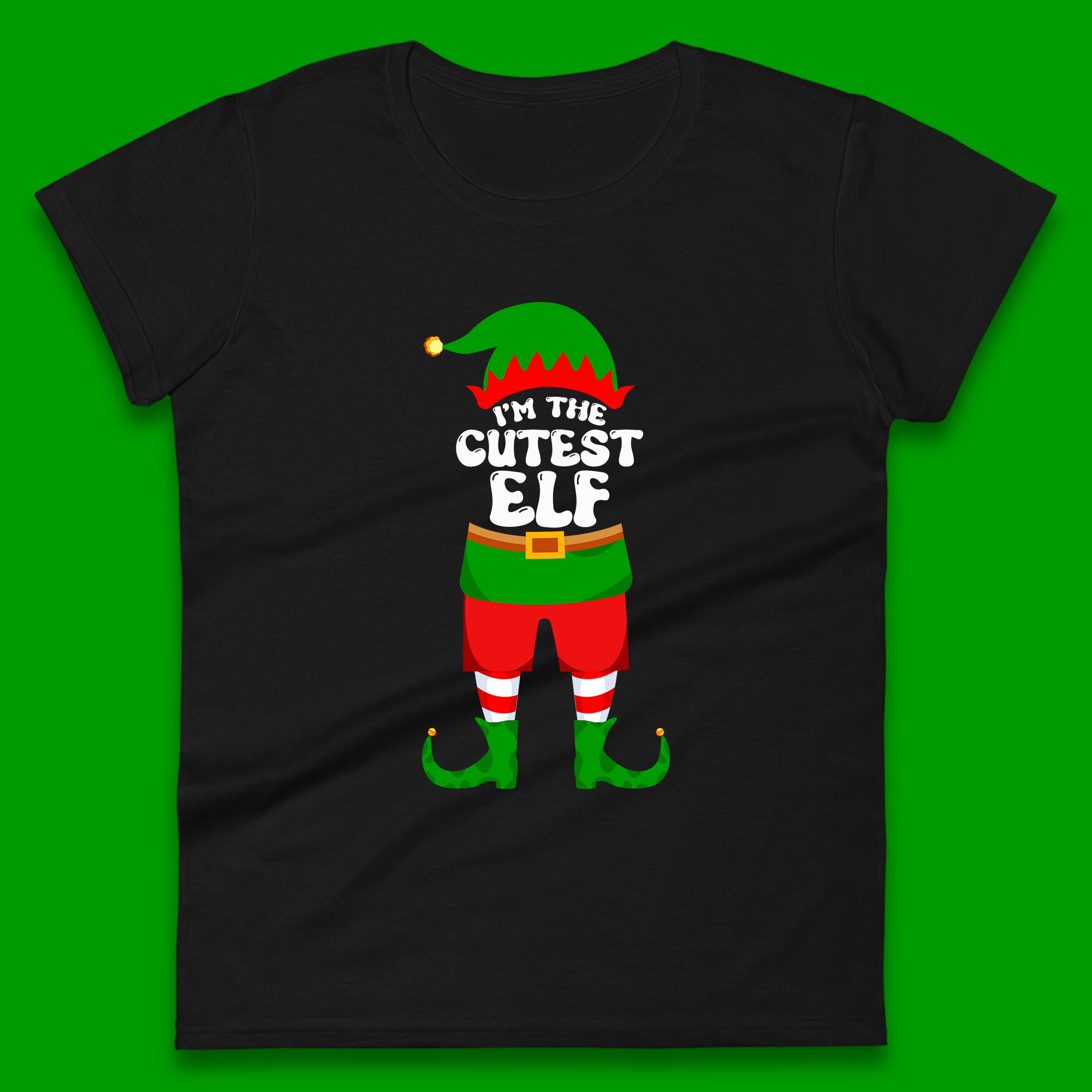 I m The Cutest Elf Christmas Womens T Shirt Mens Tops Tees Unisex Christmas Elf Costume Top XL