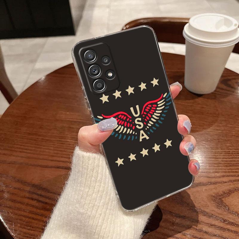 American USA Flag Eagle For Samsung Galaxy A55 Case A54 A52 A53 5G A15 A14 A13 A21S A23 A51 A34 A35 A33 A32 A72 A71 Phone Cover