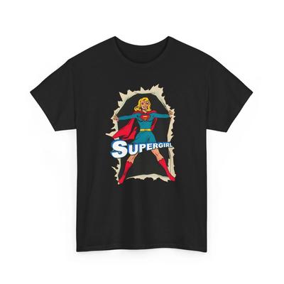 Supergirl Schweres Baumwoll-T-Shirt, Supergirl Comics, Geschenk für Superhelden-Liebhaber