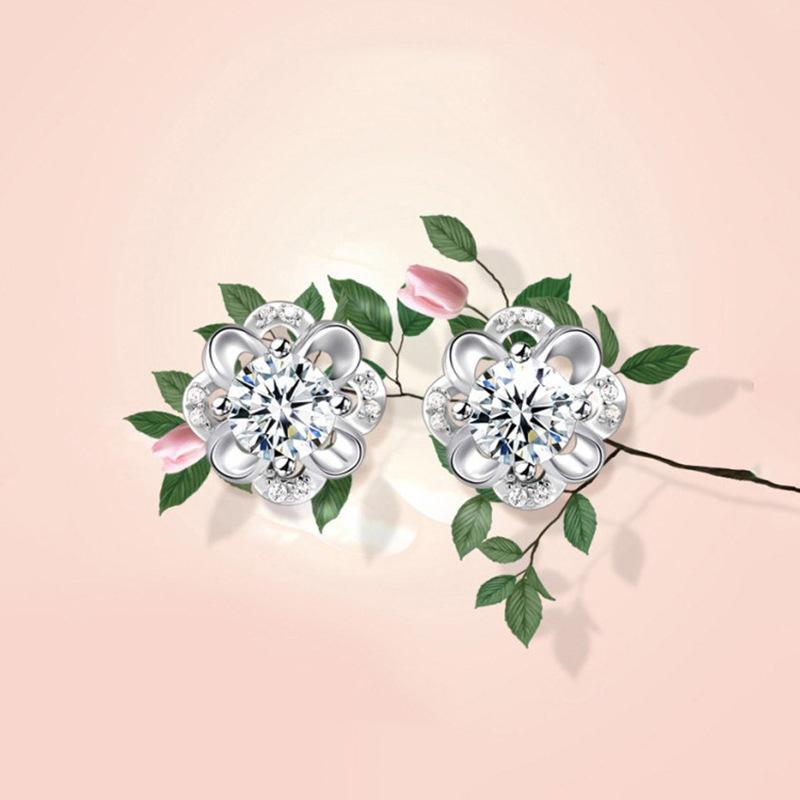 Wieczne kolczyki z kwiatami, słodkie i urocze, kobiece kolczyki z mikro-wkładką z cyrkonii, kolczyki z pustymi płatkami, dziewczęce serce, wersja koreańska, kolczyki z kwiatami