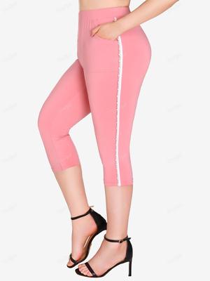 Rosegal Plus Size Pearls Pocket Capri Leggings