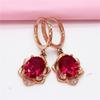 Purple Gold Inlaid Lace Redstone Earrings European Temperament Fashion Rose Gold Plated Earrings