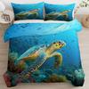 Microfiber Adults Sea Turtle Duvet Cover Double 3D Blue Turtle Watercolored Printed 2 Pieces Bedding Set For Boys And Girls