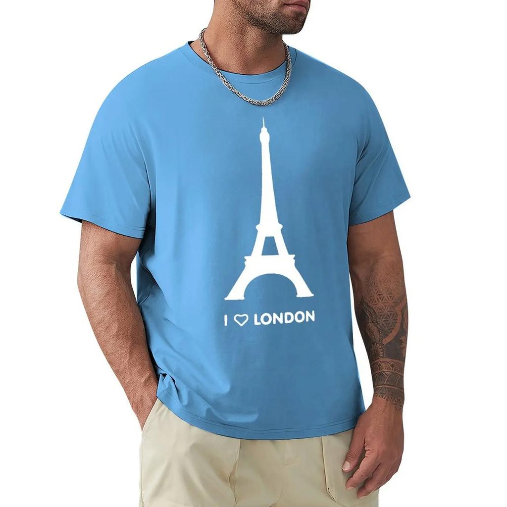 I Love London Eiffel Tower Funny Design T Shirt Harajuku Short Sleeve T-shirt 100% Cotton Graphics Tshirt Tops