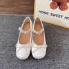 Sheepskin version small man inner height increase 5cm ballet shoes women's spring and autumn rhinestone bow light mouth satin shoes