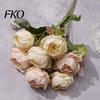 Home Decor Silk Flowers 7 Heads Artificial Peony Flowers, Vintage Fake Flower Arrangements Wedding Blue Bouquet Bouquets Decorations, Floral