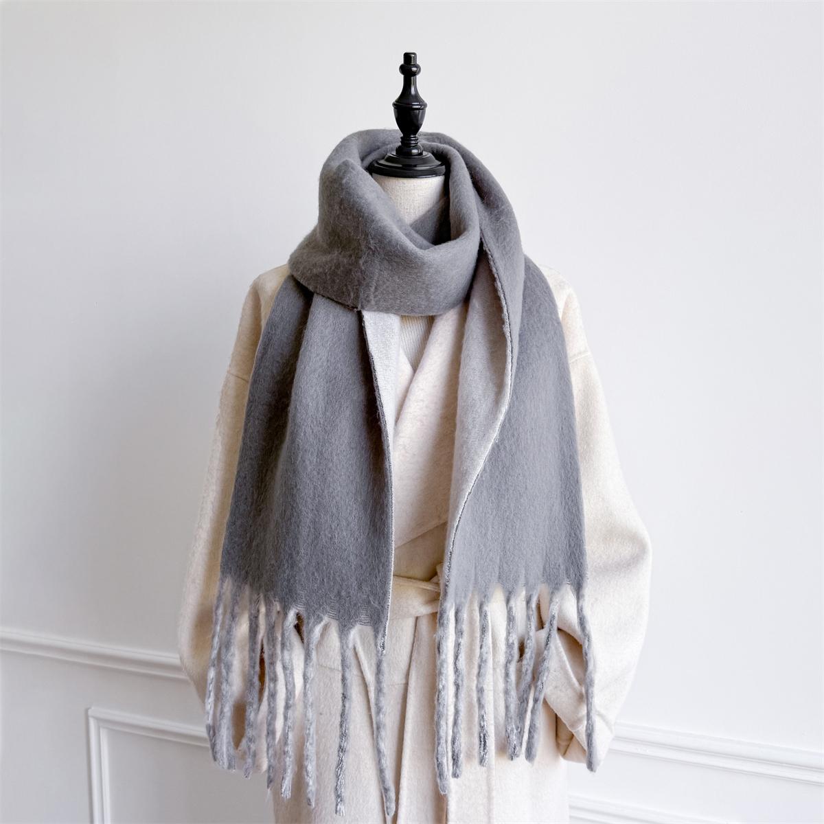 

Fashion Solid Color Women Scarf Winter Hijabs Tessale Tassels Long Lady Shawls Cashmere Like Pashmina Hijabs Scarves Wraps 24x185cm