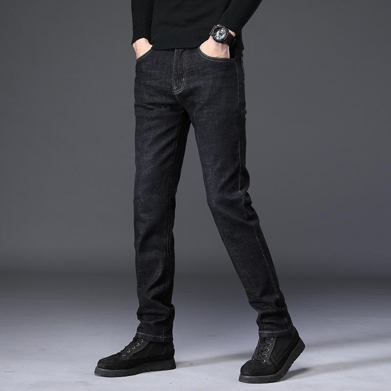 

2024 Осень/Зима Легкие Деловые Плюшевые Утолщенные/Обычные Свободные Прямые Эластичные Универсальные Повседневные Длинные Брюки Для Мужчин 42 чёрный