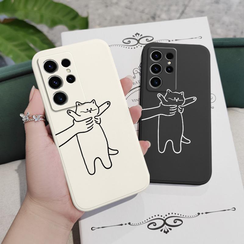Fidgeting Cat Phone Case For Samsung Galaxy S25 S24 S23 S22 S21 S20 Ultra FE S10 S10E Plus Note 20 Ultra Silicone Cover