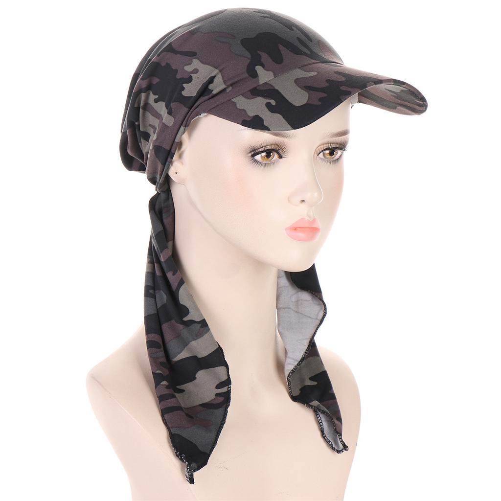 Trendy Print Muslim Hijab Caps With Brim Women Baseball Cap Wrap Head Ramadan Ladies Fashion Headwear Turban Bonnet