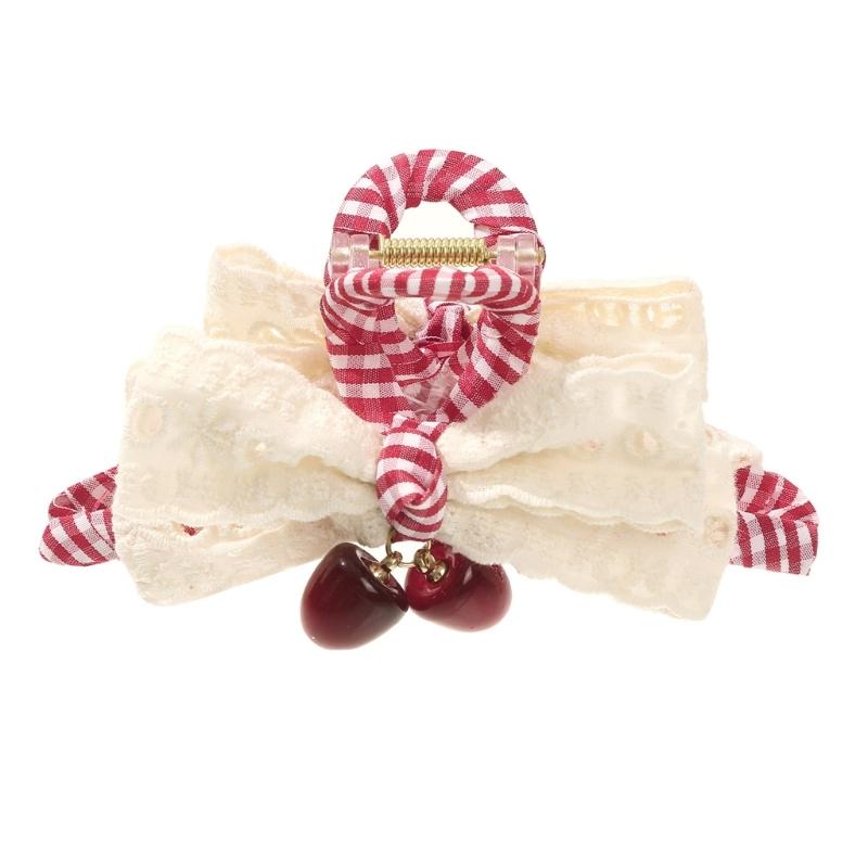 

Functional Hair Clip with Checkered Cherry Bowknot Design for Strong Grip Daily Use and Hair Styling 1 красный