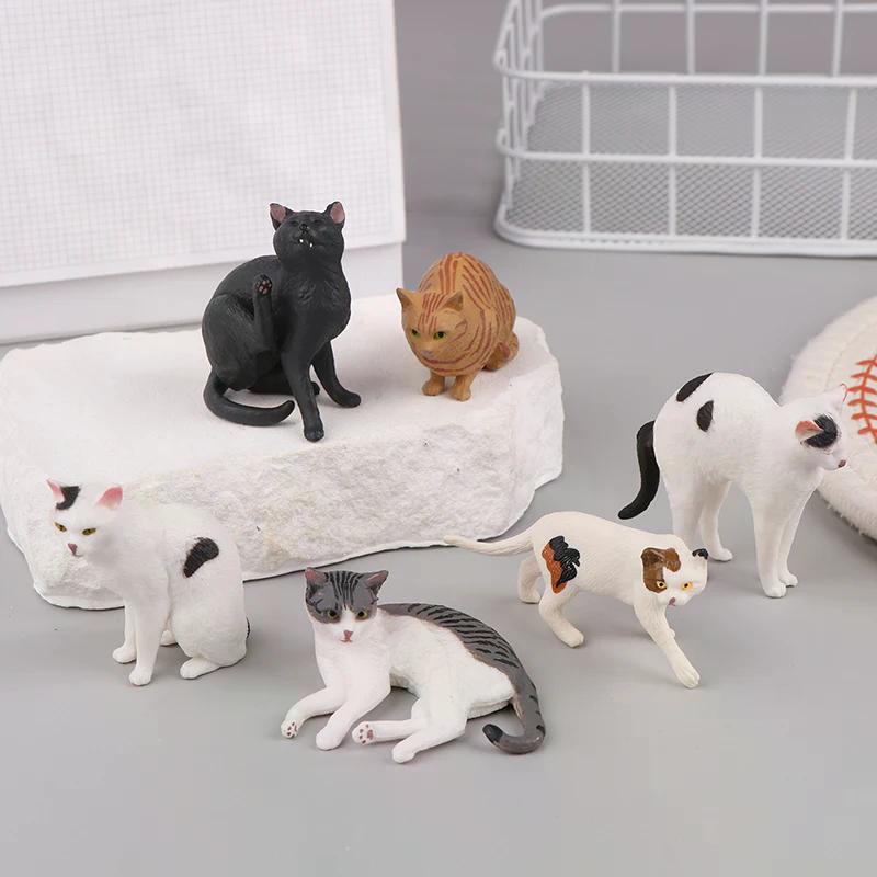 Cute Desktop Decoration Mini Pet Cat Model Ornament Solid Simulation Animal Model Lying Orange Cat Figurine