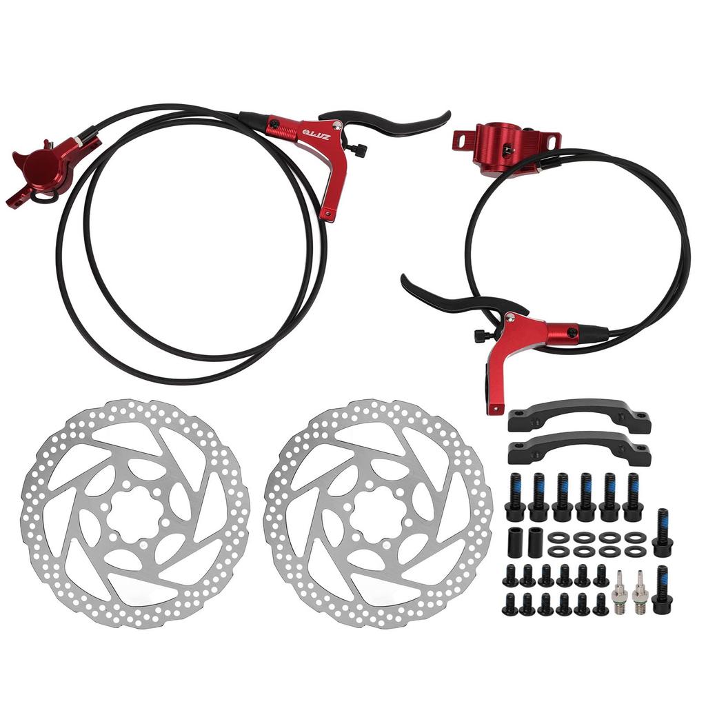 Fahrrad Scheibenbremsen-Kit, Hydraulisches Scheibenbremsen-Set für Mountainbikes, Aluminiumlegierung (rot)