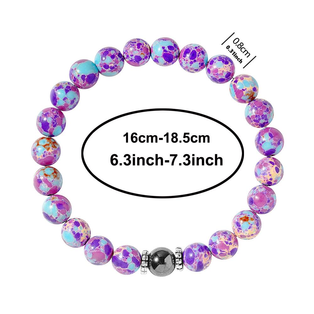 Festive Gifts Purple Aqua Sea Sediment Jasper Beaded Bracelet With Hematite Accent Vibrant Fashion Jewelry Daily Wear Simple Versatile Accessory