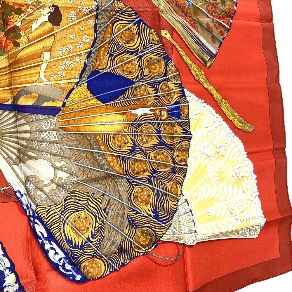 HERMES Japanese pattern fan BRISE DE CHARME Enchanting breeze Carre 90 Scarf