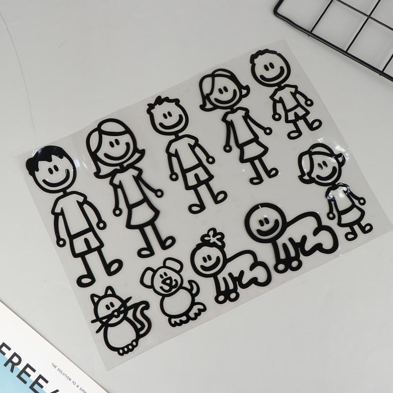 10/20/30Pcs Reflective Car Stickers Interesting Cartoon Family Members Stickers Automobiles Exterior Decals Accessories