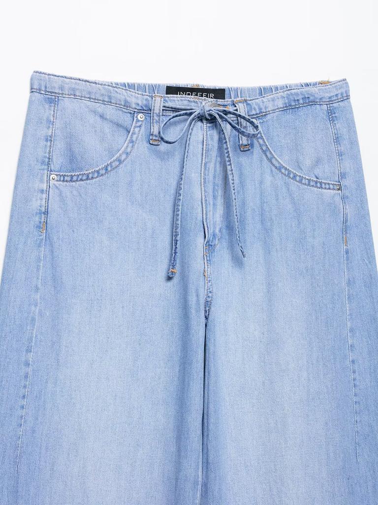 European and American style, new women's clothing, foreign style strappy vertical jeans 8727/042/406