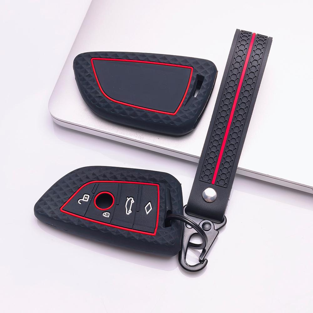 Key Case Cover for BMW i5 X1 X2 X3 X4 X5 X6 X7 with Keychain Anti-Scratch Guard Shockproof Protection Soft Grip Texture Responsive Button Touch
