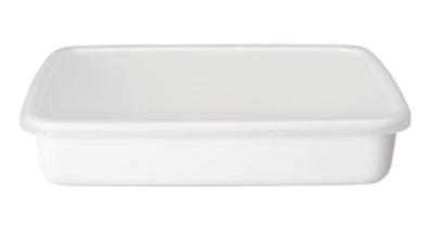 World Create Noda Horo Rectangle White Shallow L-Shaped Dish with Seal Lid, 65308