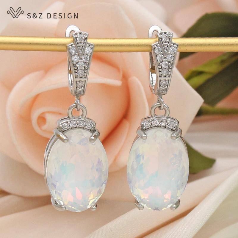 

Модные большие красочные овальные серьги с кристаллами с кубическим цирконием для женщин, свадебные ювелирные изделия цвета розового золота