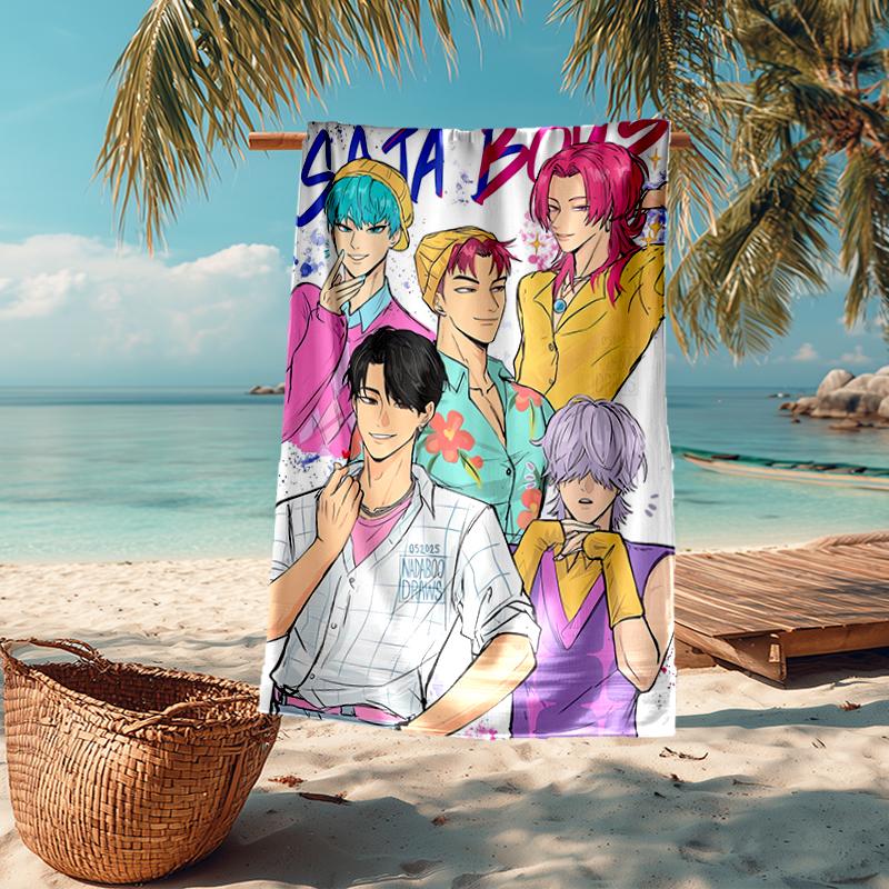 Ultra-Soft Beach Towel with Saja Boys Theme,Ideal for Pool - Camping, Diving - Perfect Travel Essential, Vibrant Beach Towel.