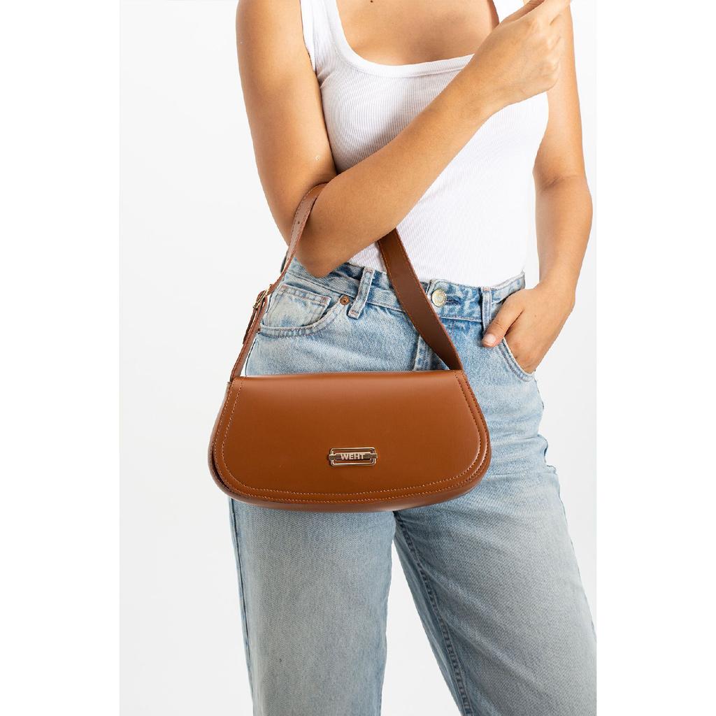 Women's Baguette Lined Snap Closure Handbag And Shoulder Bag