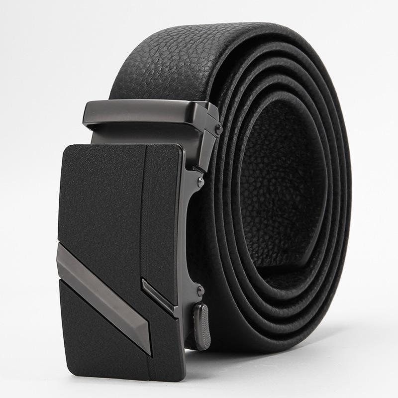 Frosted Automatic Buckle Edging Head Layer Cowhide Belt High End Business Casual Men's Trendy Belt