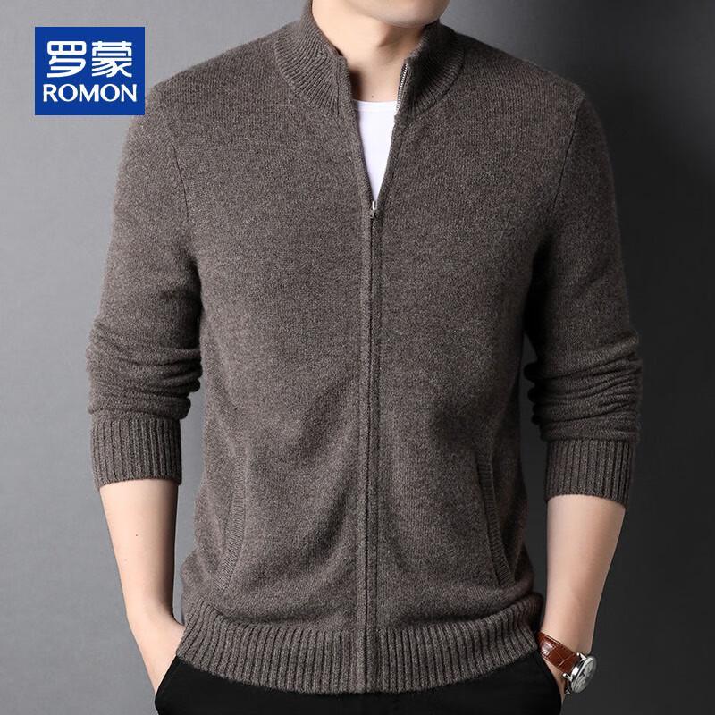 ROMON Men's 100% Pure Cashmere Zipper Cardigan