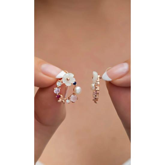 

Сережки з квітами магнолії зі срібла 925 проби