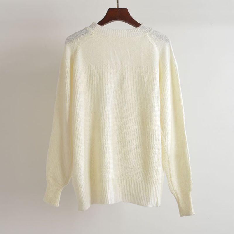 French Simplicity New Round Neck Pullover Crochet Knitwear Women's Clothing Fall Idle Style Loose-Fitting Long Sleeve Sweater Tops