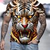 Tiger Animal 3D Print Sport Quick-dry Breathable Men Tshirt Outdoor Street Casual Fashion Trend Hip-hop Fitness Run Short-sleeve