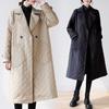 Damen Koreanischer Stil Modischer Herbst Winter Trenchcoat Leichter Mittellanger Lockerer Mantel mit Stilvollem Rautenmuster