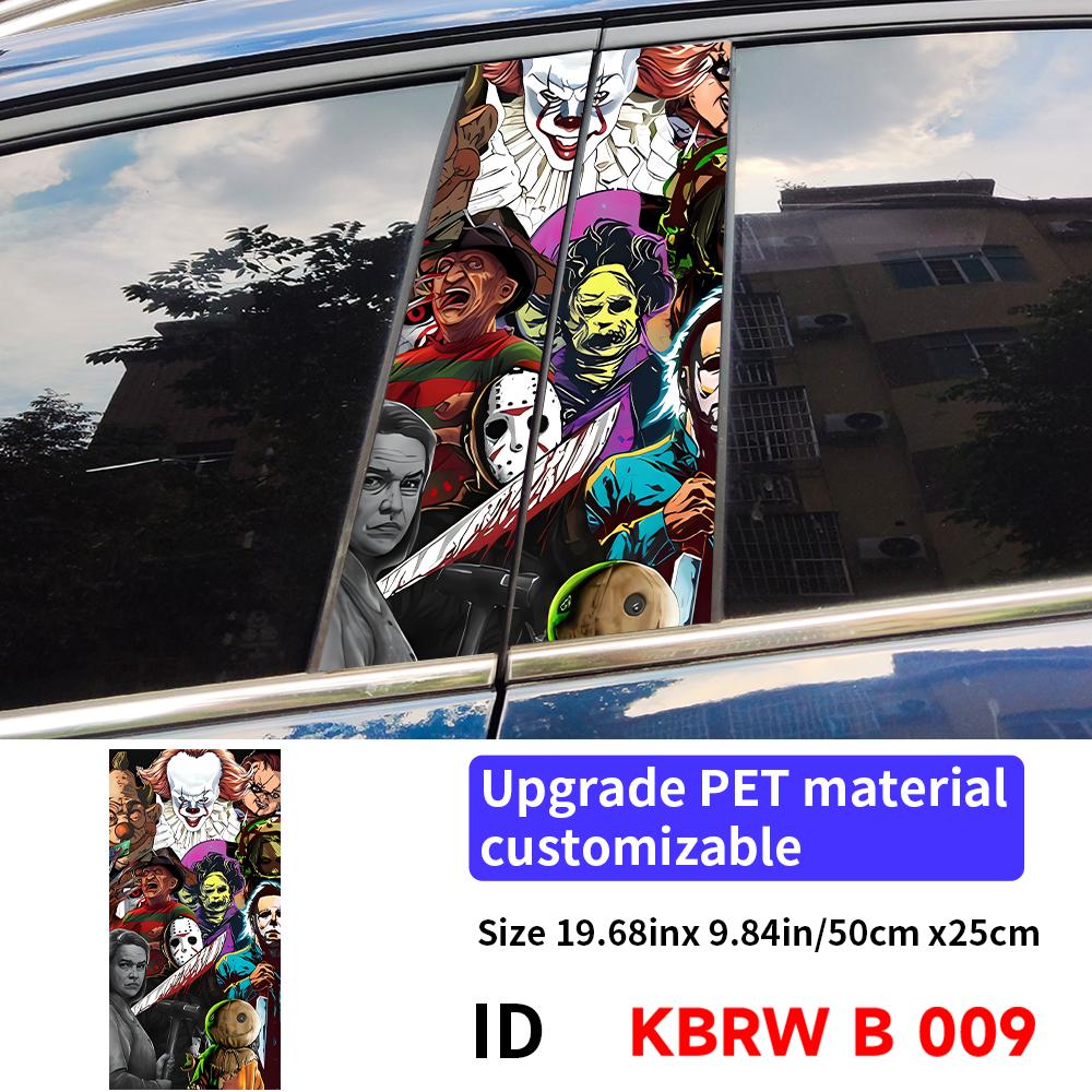 Adesivi per Auto Personaggi Horror Fantasma Halloween Montante B Auto Copertura Decorativa Impermeabile Graffi Portiere Auto Montante Parasole Decalcomanie