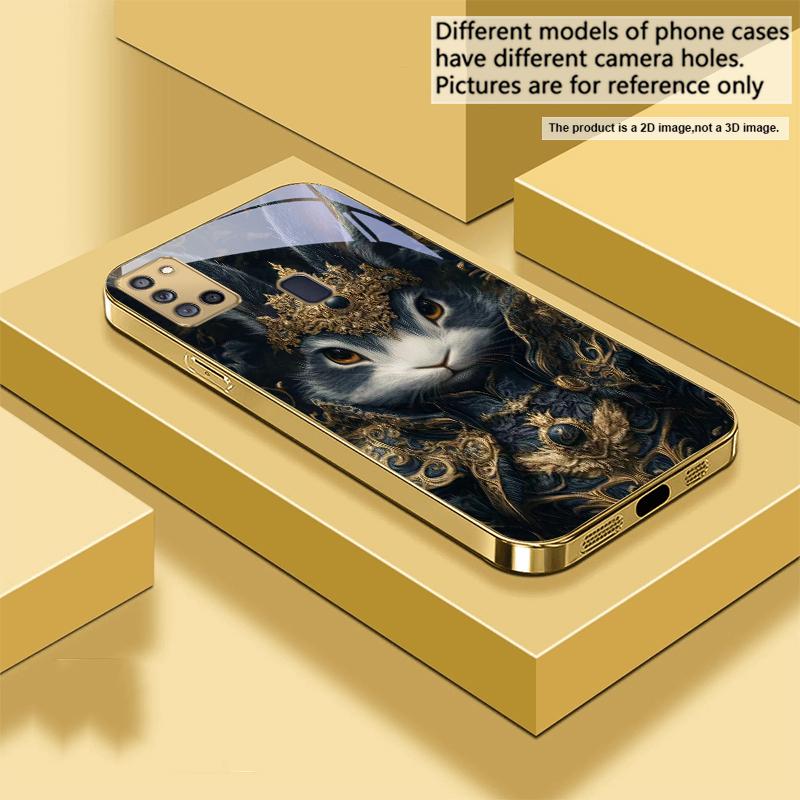The Tiger of the Crown For Samsung A 31 32 A33 A34 35 14 A15 13 16 25 26 50 52 53 54 55 56 70 71 72 73 Golden glass phone case