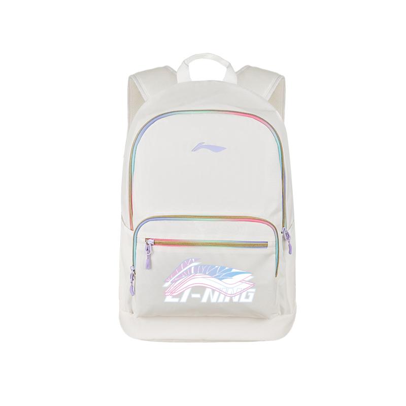 Li Ning Polyester Backpack Unisex White & Purple YBSU253-1A16